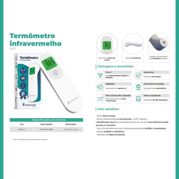 Termômetro Infravermelho Dellamed Multifuncional - Image 2