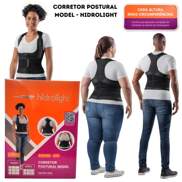 CORRETOR POSTURAL MODEL  -  HIDROLIGHT - LARGO  - PRETO - - Image 6