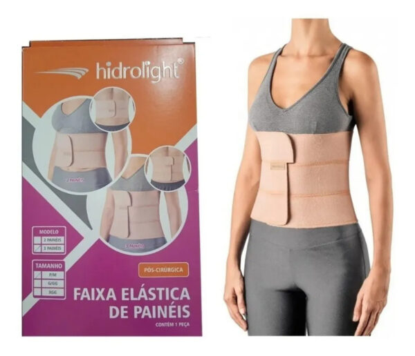 Faixa Elástica Abdominal Torácica Bege 3 Paineis Hidrolight