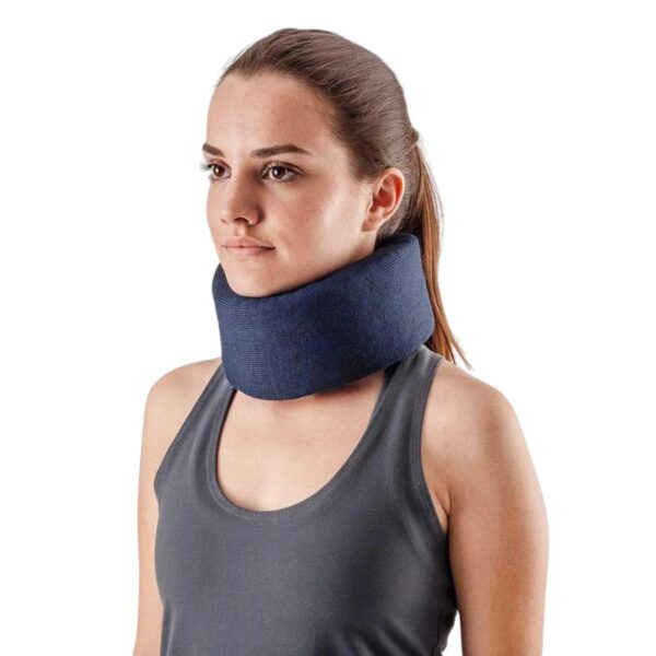 Colar Cervical Suporte Espuma Malha Azul Conforto Bem-Estar